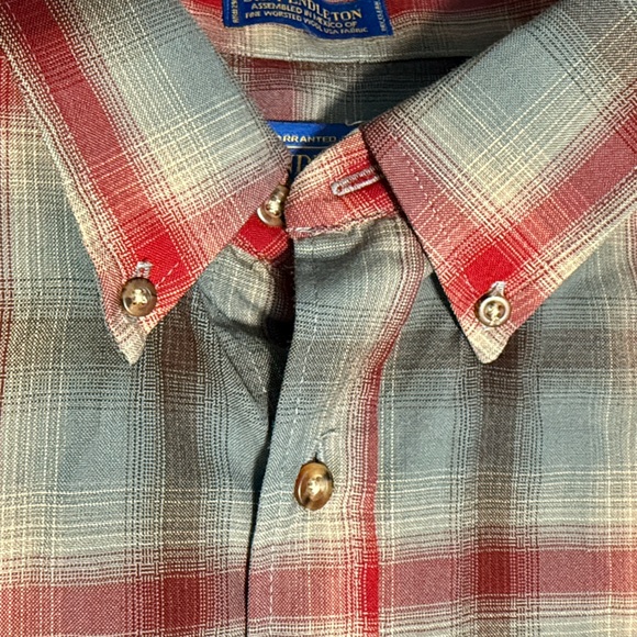 Pendleton Men's Red and Gray Wool Plaid Shirt Size XXL - Picture 5 of 5